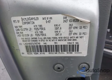 2007 Jeep Liberty Sport z USA, uszkodzony, nr VIN 1J4GK48K87W705748